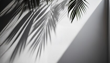 Obraz premium abstract background of shadows palm leaves on a white wall White and Black