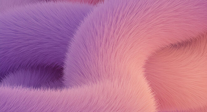 Soft purple and peach hues swirl in a dreamy, textured fur abstract, creating a calming and ethereal mood.