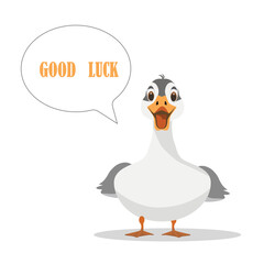 Funny goose and speech bubble with quote 