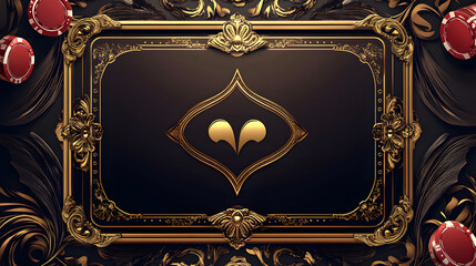 Elegant frame design with gold accents and poker chips, perfect for a casino theme.