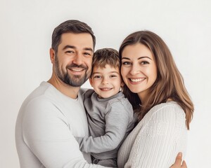 Fototapeta premium Happy family studio photo white background