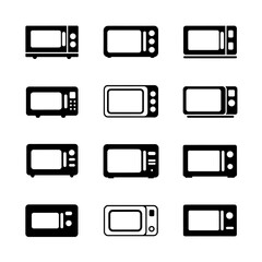 Microwave Silhouette Vector Bundle Black and White Microwave Clipart EPS Illustration