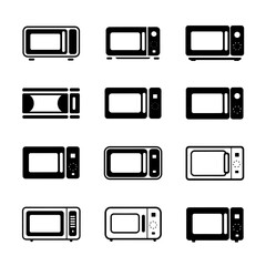 Microwave Silhouette Vector Bundle Black and White Microwave Clipart EPS Illustration