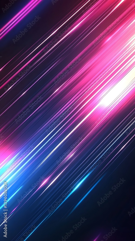 Fototapete Vibrant light streaks in pink and blue hues creating a dynamic abstract background : Generative AI