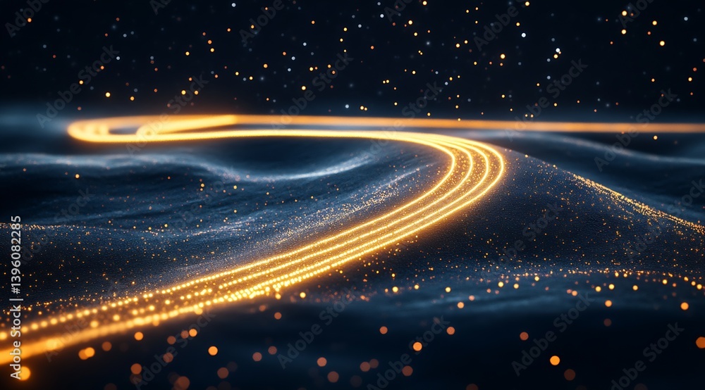 Poster illuminated winding road on a starry night creates a magical and enchanting visual journey : generat