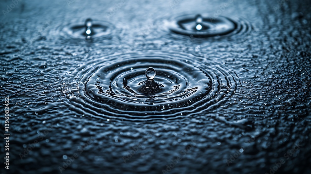 Fototapete high contrast image of water droplets rippling on surface creating beautiful wave patterns : generat