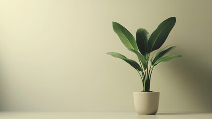 Minimalist Potted Plant on Light Surface
