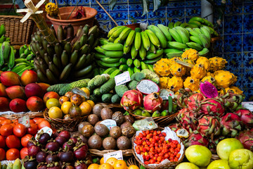 exotic fruits and a lively atmosphere at a vibrant tropical fruit market
