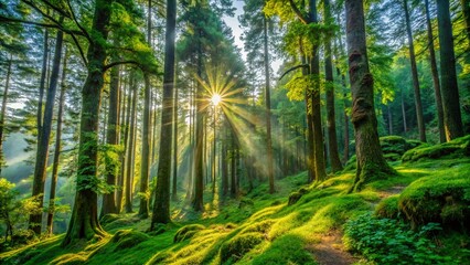 Fototapeta premium Majestic Himalayan Trees: McLeod Ganj Forest, India