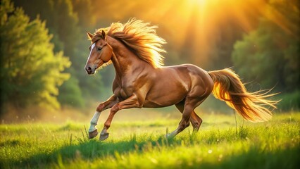 Obraz premium Majestic Horse Galloping Free in Wild Nature, Untamed Freedom