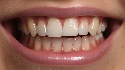 Obraz premium Before & after: A close-up showing a woman's teeth whitening. 