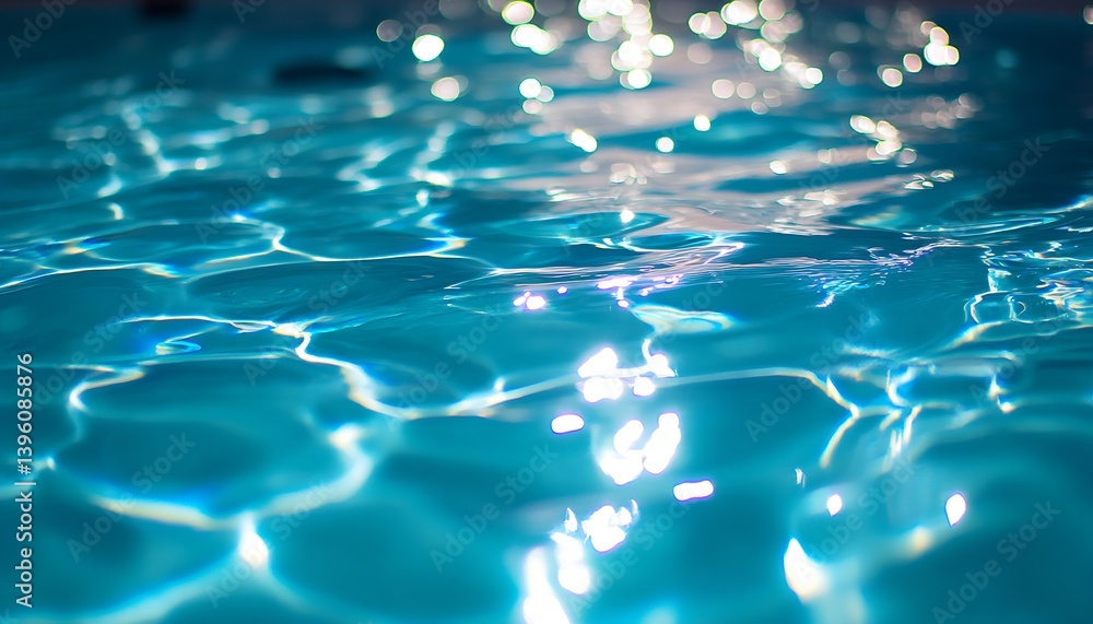 Poster majestic turquoise water surface with illuminating sparkles creating a calming scene : generative ai