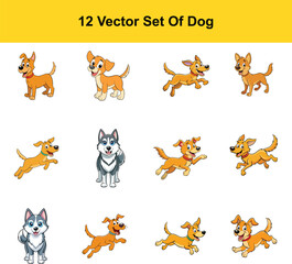 Obraz premium A set of cartoon dogs illustration