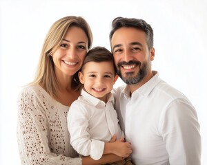 Fototapeta premium Happy family studio photo white background
