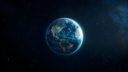 Fototapeta premium Digital Illustration Of Earth In Space With Network Connections
