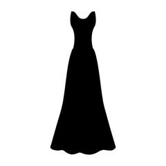 Elegant Black Long Dress Silhouette Fashion Design Illustration