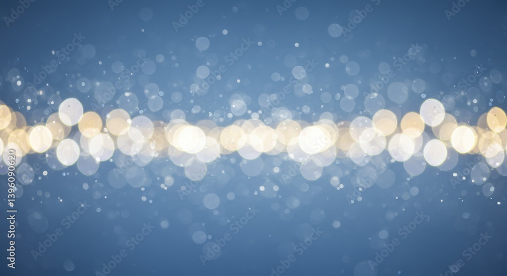 Poster abstract background featuring a central burst of bokeh lights against a gradient blue backdrop desig