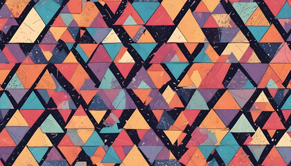 Fototapeta premium A stunning visual of a kaleidoscope of colorful, textured triangles forming a geometric pattern.