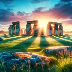 sunset over stonehenge
