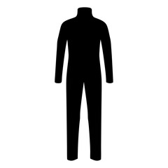 Black Long Sleeve Jumpsuit Mockup Flat Lay Front View Silhouette