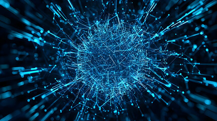 Abstract Blue Glowing Lines Digital Art Design