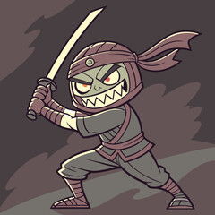 Ninja-themed angry emoji ready to attack