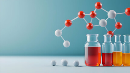 Modern Scientific Illustration With Laboratory Glassware And Molecules