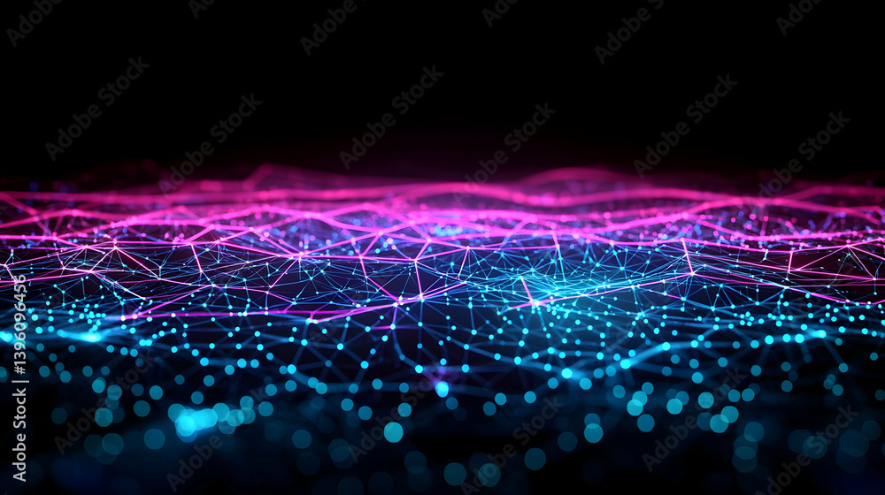 Aufkleber abstract digital network wave pattern