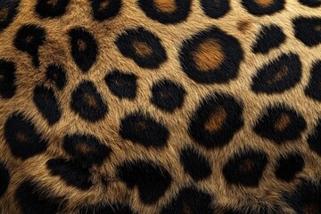 Leopard skin texture with copy space. Close-up leopard pattern. Big Cat fur. Leopard spots. Realistic leopard skin. Leopard design texture. Detailed leopard skin close-up. Wild Animal texture.