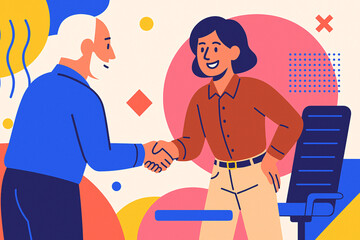 Sealing the Deal: Friendly Handshake Between Colleagues