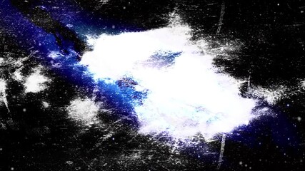 Abstract grunge background with black ink splats reminiscent of a starry night sky in a dark, evolving universe