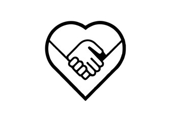 Obraz premium Heartfelt Handshake: An emblem of trust and unity, showcasing clasped hands inside a heart. A timeless symbol of friendship, collaboration, and positive relationships.