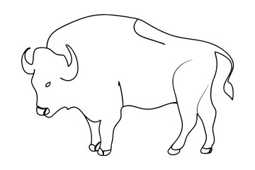 Minimalist Bison Outline Illustration Graphic Wildlife Drawing Simple Animal Design