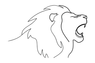 Roaring Lion Head Outline Graphic Illustration Majestic Feline Drawing Simple Vector Design