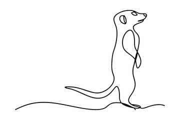 Meerkat Standing Tall Single Continuous Line Drawing Minimalist Design Vector Illustration