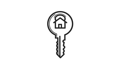 Key with house icon – symbol of home security, real estate access and emotional grounding