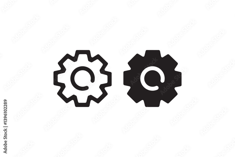Poster gear setting icon in outline and solid style vector