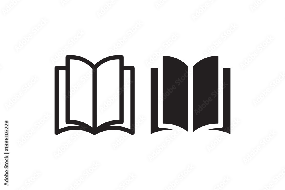 Poster open book icon in outline and solid style vector