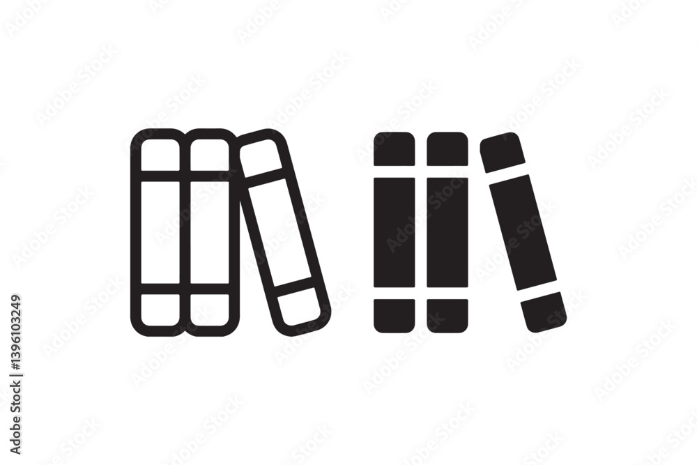 Poster stack of books icon in outline and solid style vector