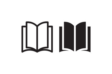 Open book icon in outline and solid style Vector
