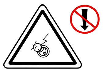 Yellow triangle danger warning sign features a caution symbol alerting to hazard risk