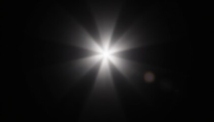Obraz premium Bright white sun flare, isolated on black background , photography, spot, black