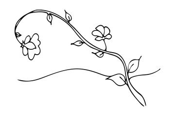 Hand Drawn Flower Vine Illustration Vector Art Isolated On White Background