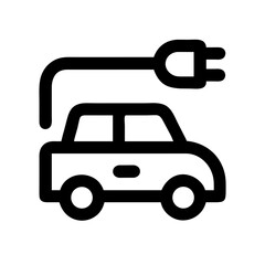 icon of electric car with charging plug