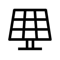 Black solar panel icon representing clean energy technology on a white background