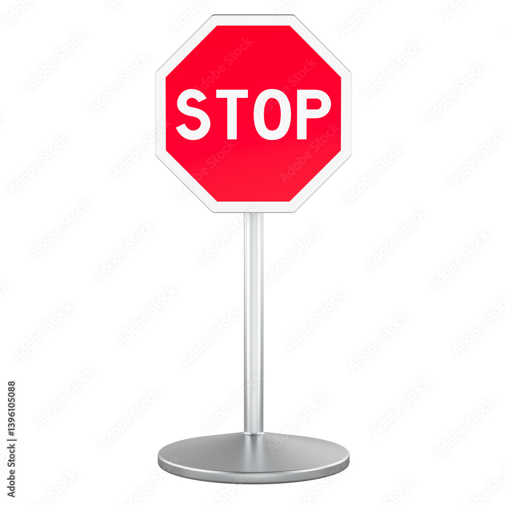 Poster stop sign, 3d rendering isolated on transparent background