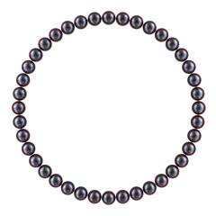 Black Pearl necklace. Necklace from black pearls, 3D rendering   isolated on transparent background