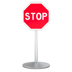 Stop sign, 3D rendering isolated on transparent background
