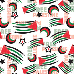 Palestinian Flags and stars crescent pattern