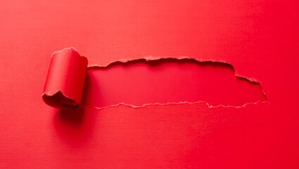 Red header in torn paper hole.